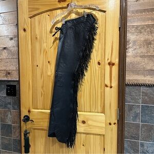 #1 Custom Woods Western Top Grain Black Smooth Outt Chaps